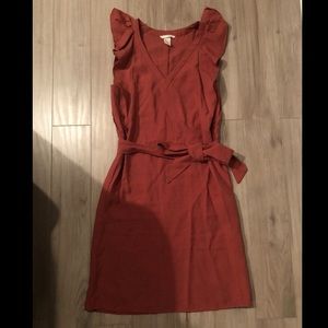 H&M Dress- Rust Color with sleeve detail and tie